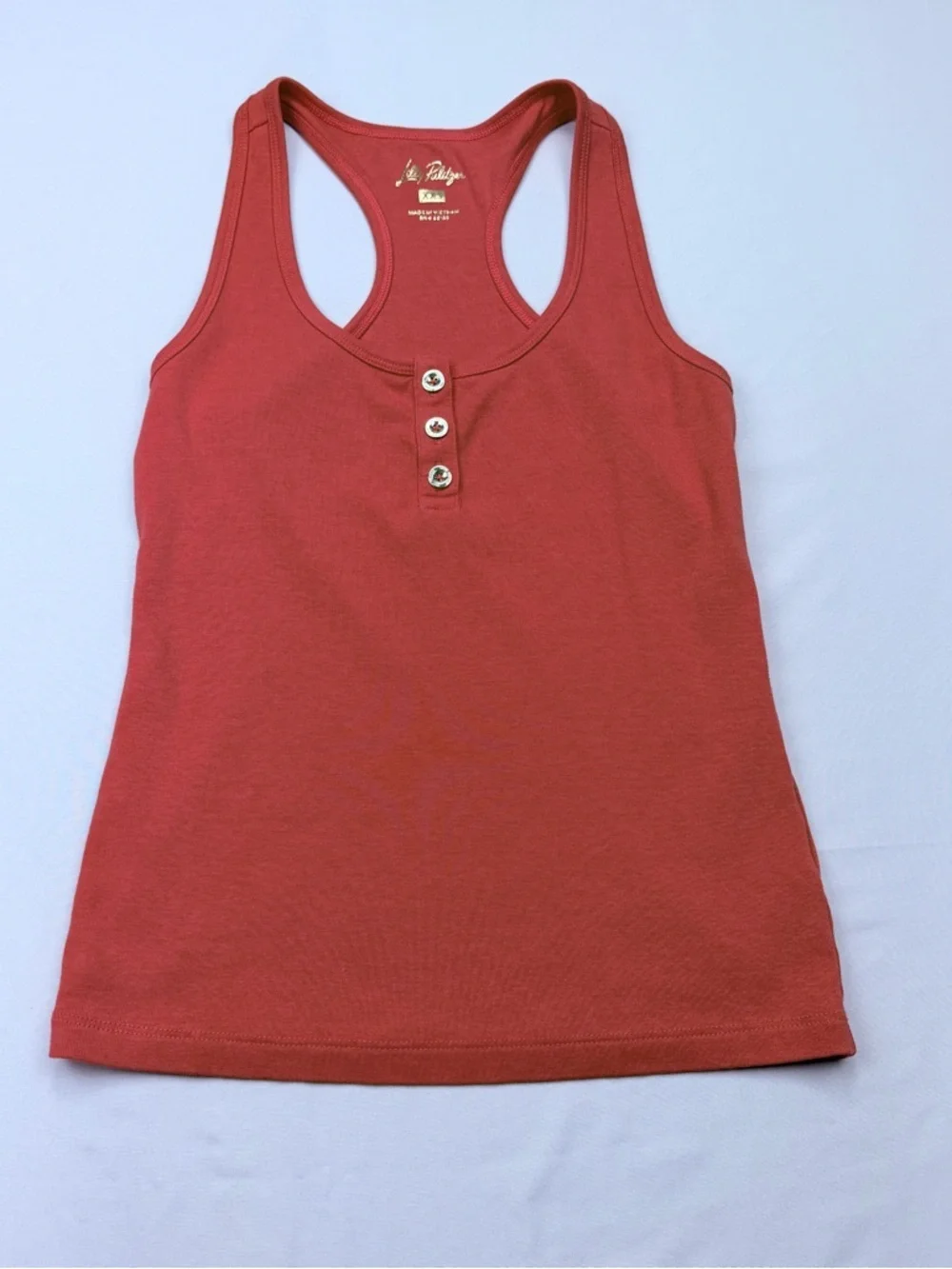 Lilly Pulitzer Raspberry Red Racerback Tank with Button Placket - Picture 3 of 9